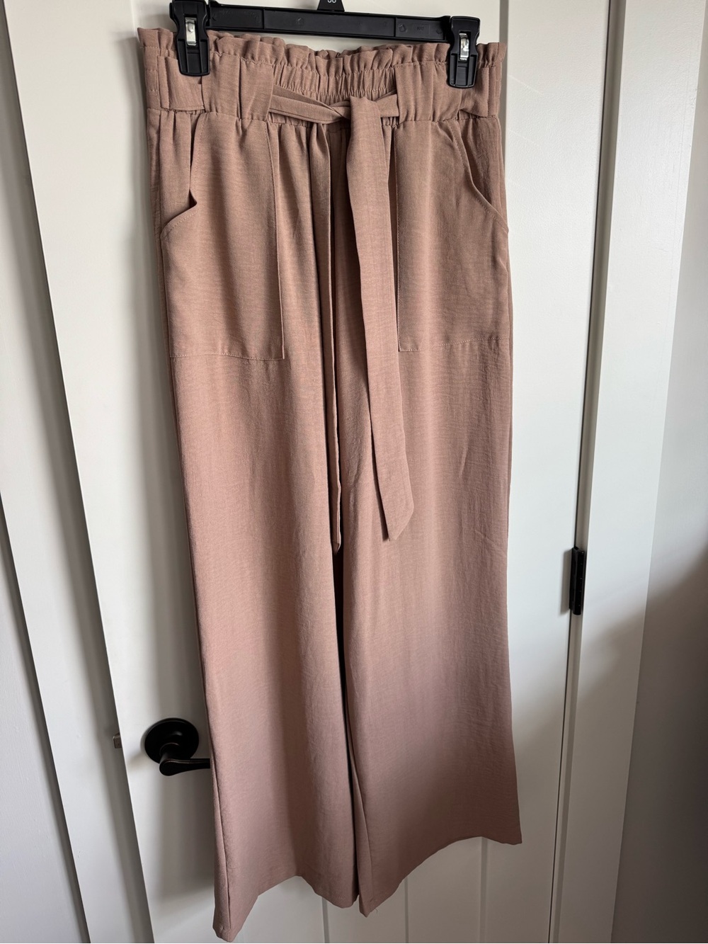 Amazon Wide-Leg Paperbag High Waist Pants in Mauve